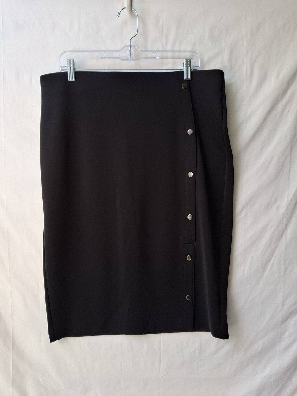 BOLD elements Black Pencil Skirt with Silver Button Trim